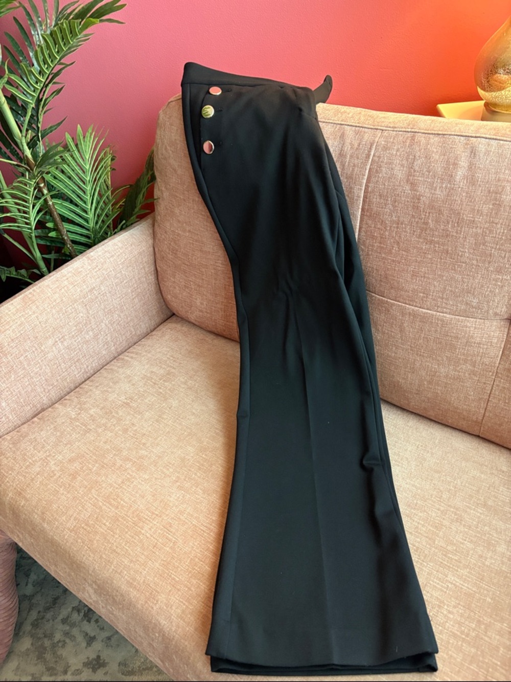 Ann Taylor Black Pants with Bold Gold Buttons